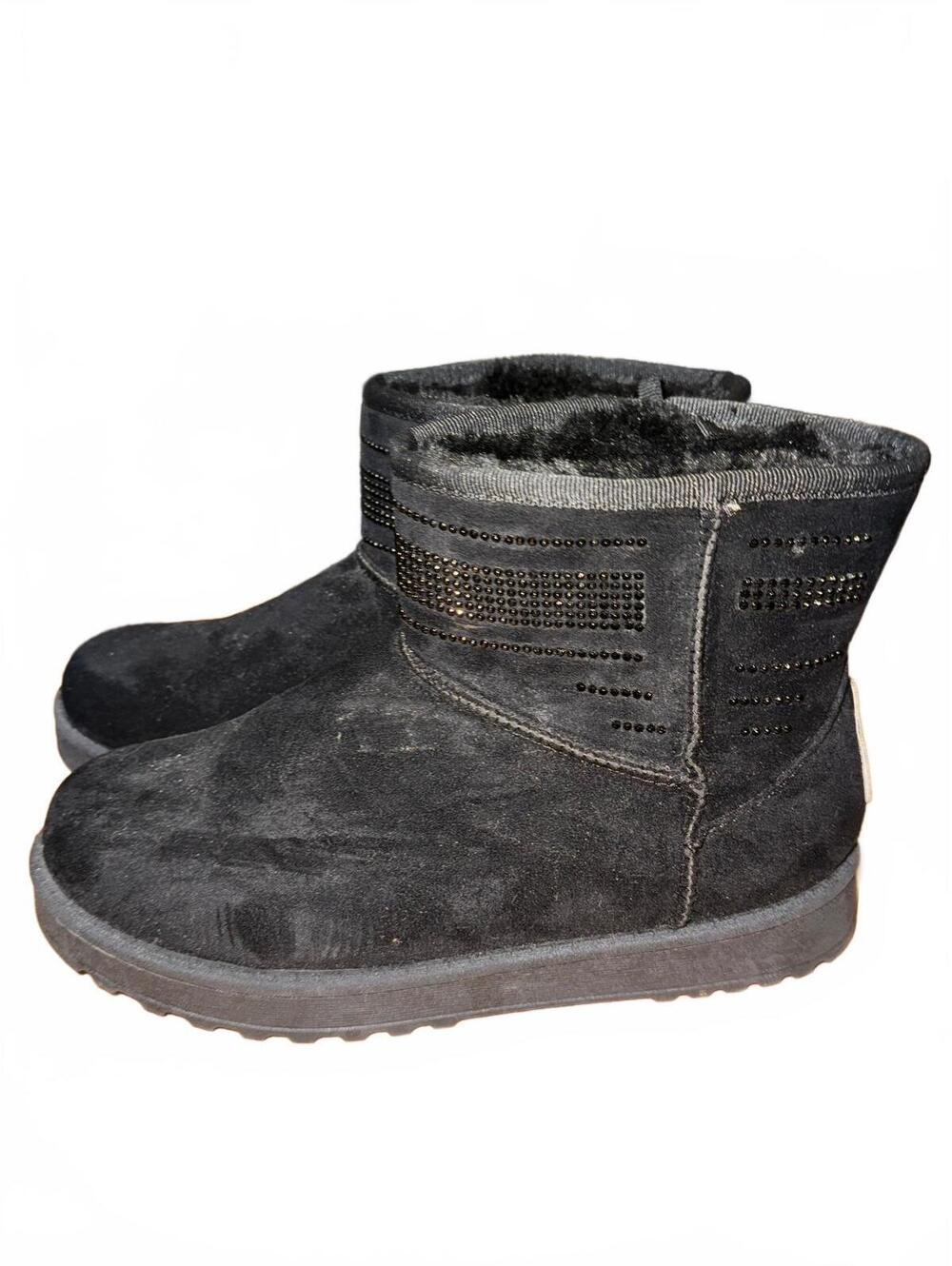 Women's White Mountain Black Winter Fur Lined Ankle Boots Size US 7 New W/O Box